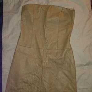 BCBG MAXAZRIA LEATHER MINI SLEEVELESS DRESS